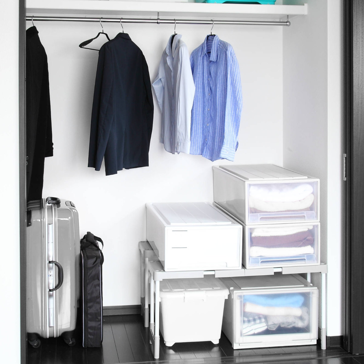 天馬 クローゼット 整理棚 2台入り 幅76〜93×奥行25×高さ36・38・40