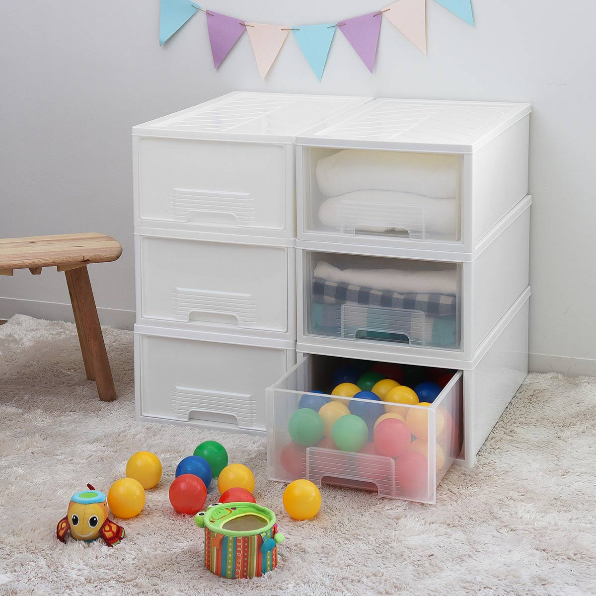 平和工業 収納ケース 同色6個セット クローゼット 浅型 ファインテナー