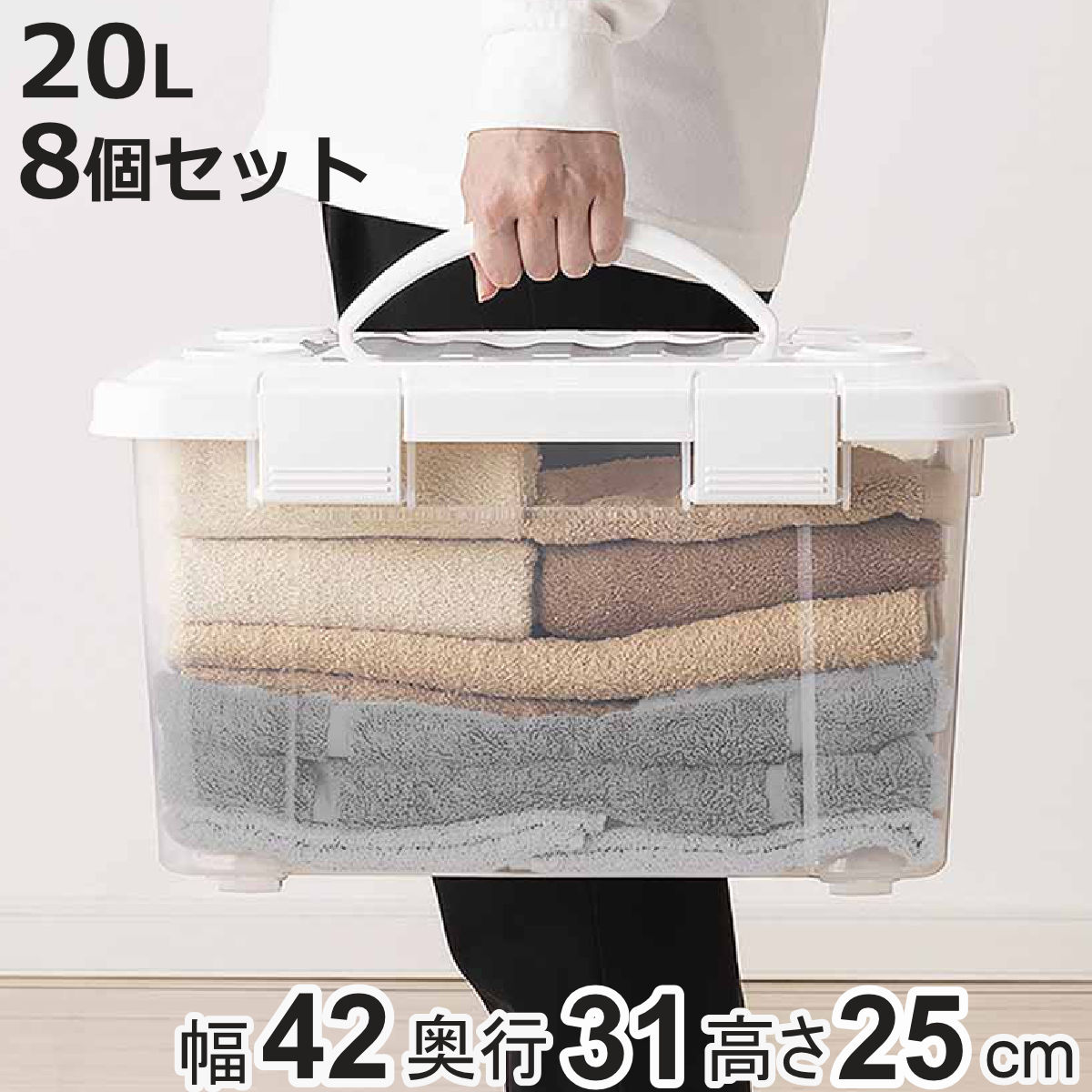 天馬 収納ボックス 幅42×奥行31×高さ25cm フタ付き 持ち手付き