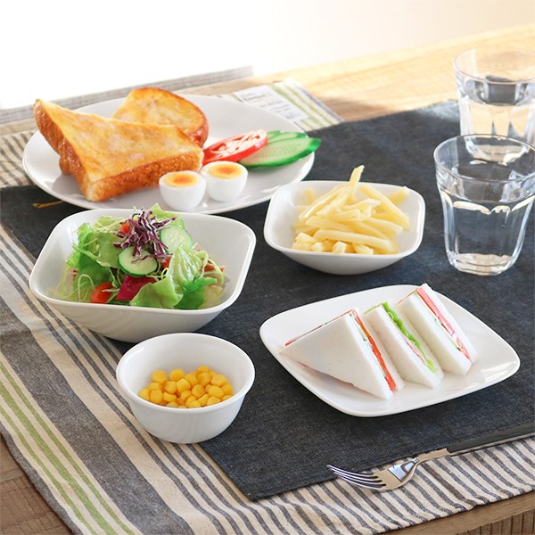 パール金属 ボウル 17cm コレール CORELLE スクエア 白 食器 皿 角皿