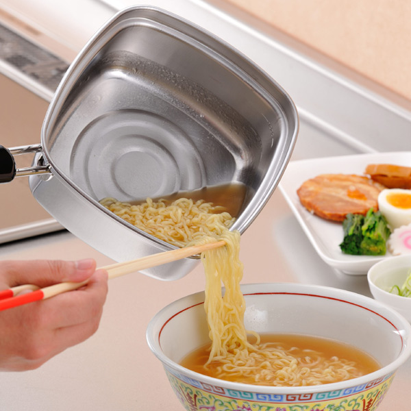 下村企販 角型片手鍋 15cm IH対応 深型 四角いラーメン鍋 日本製