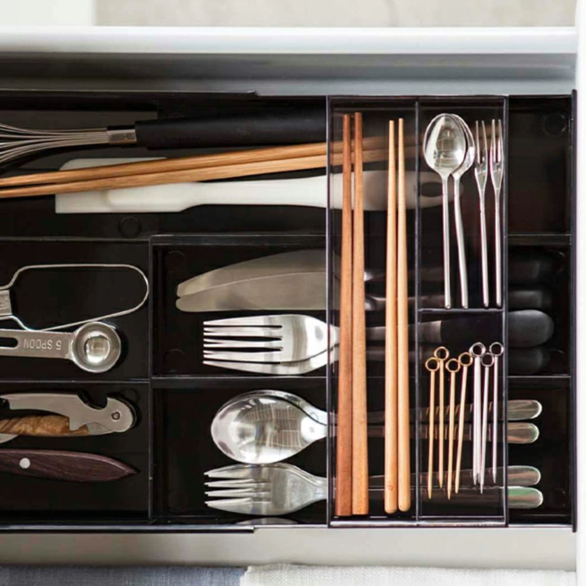 山崎実業 tower 伸縮＆スライド カトラリートレー タワー （ 4903208033824 タワーシリーズ 伸縮＆スライド式 キッチン収納 引き出し収納 ） | tower | 14