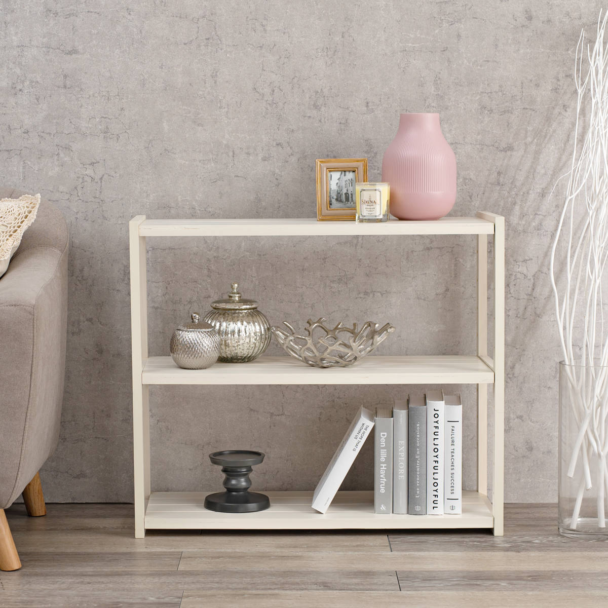 HAGiHARA（萩原） オープンラック 3段 木製 ディスプレイラック ウッド