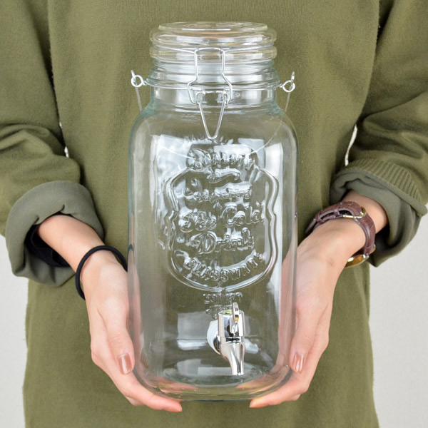 ドリンクサーバー 4L ガラス 蛇口付き （ 梅酒 果実酒 ウォーター