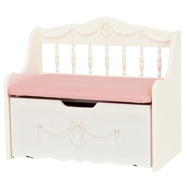 ベンチチェスト 収納ボックス付 姫系 ロマンチック 幅75cm （ ベンチ 収納 子供部屋 ）