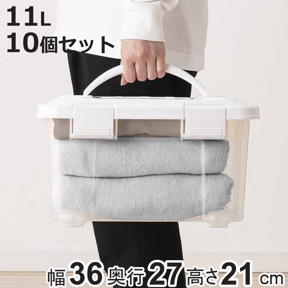 天馬 収納ボックス 幅36×奥行27×高さ21cm フタ付き 持ち手付き