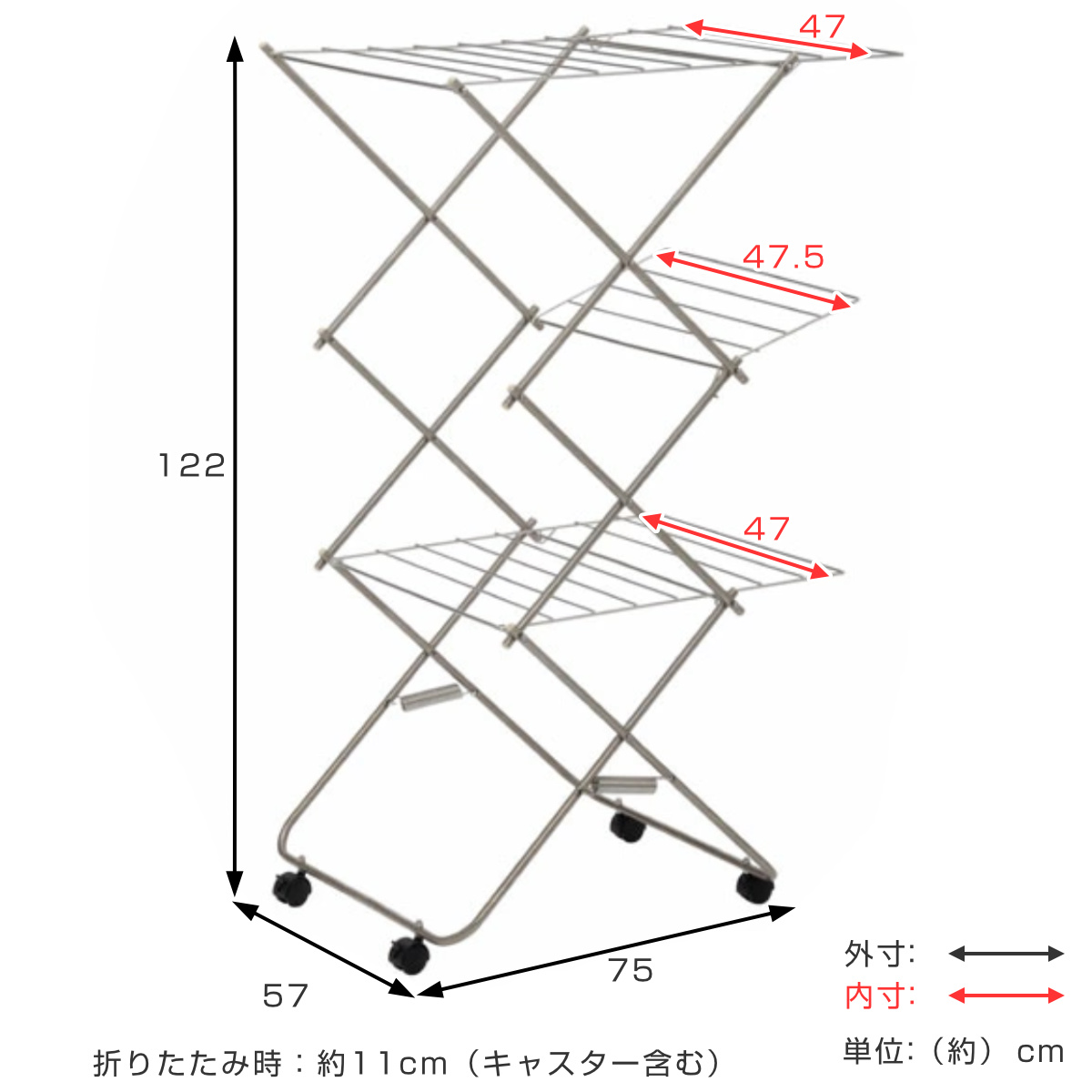 室内物干し ステンレス タワー型室内物干し 小 タオル干し （ 物干し 室内干し 洗濯物干し 折りたたみ 省スペース ）_2