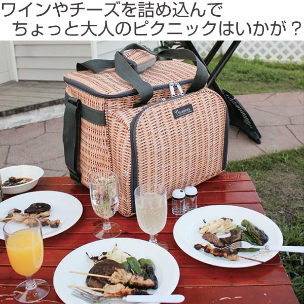クーラーバッグ 食器付きピクニックバスケット バカンスクーラー