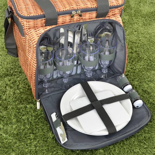 クーラーバッグ 食器付きピクニックバスケット バカンスクーラー