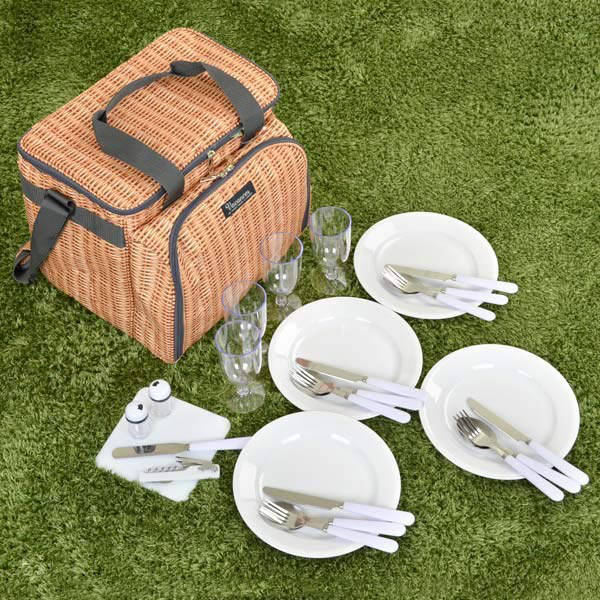 クーラーバッグ 食器付きピクニックバスケット バカンスクーラー