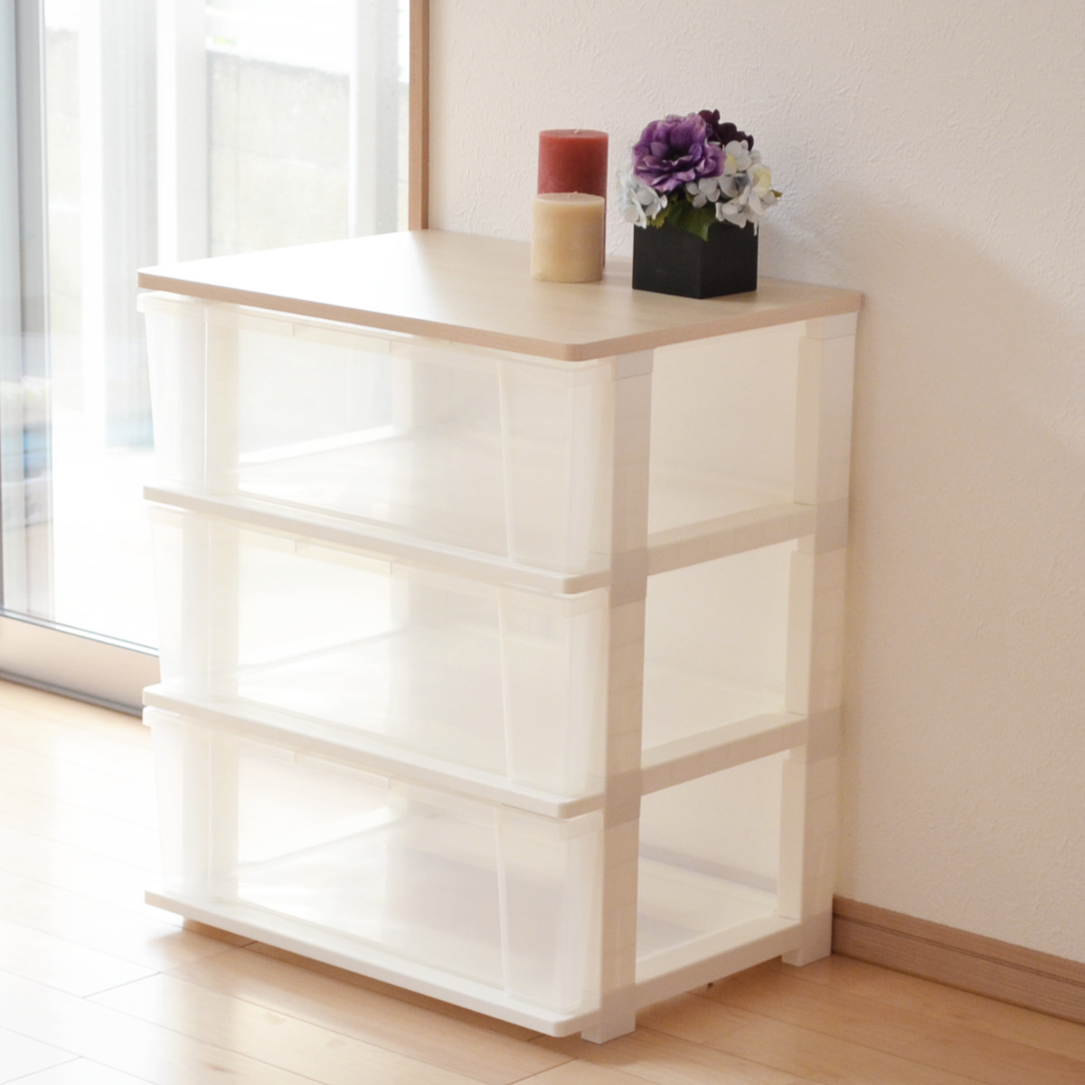 JEJアステージ チェスト 3段 幅54×奥行40×高さ64cm コロ付き