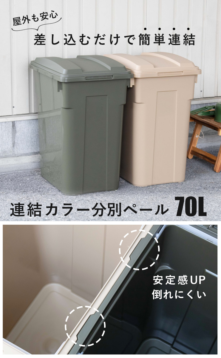 ゴミ箱 70L 連結カラー分別ペール 屋外兼用...の詳細画像1