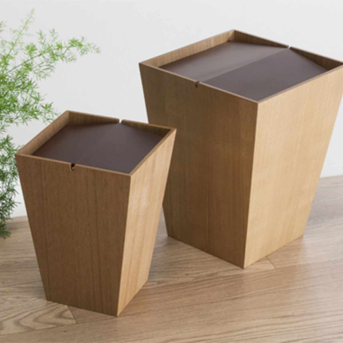 ゴミ箱 6L フラップ付き 木製 ルーフＳ ナチュラル （ 6リットル ふた付き フラップ式 コンパクト リビング 木目 天然木 ）