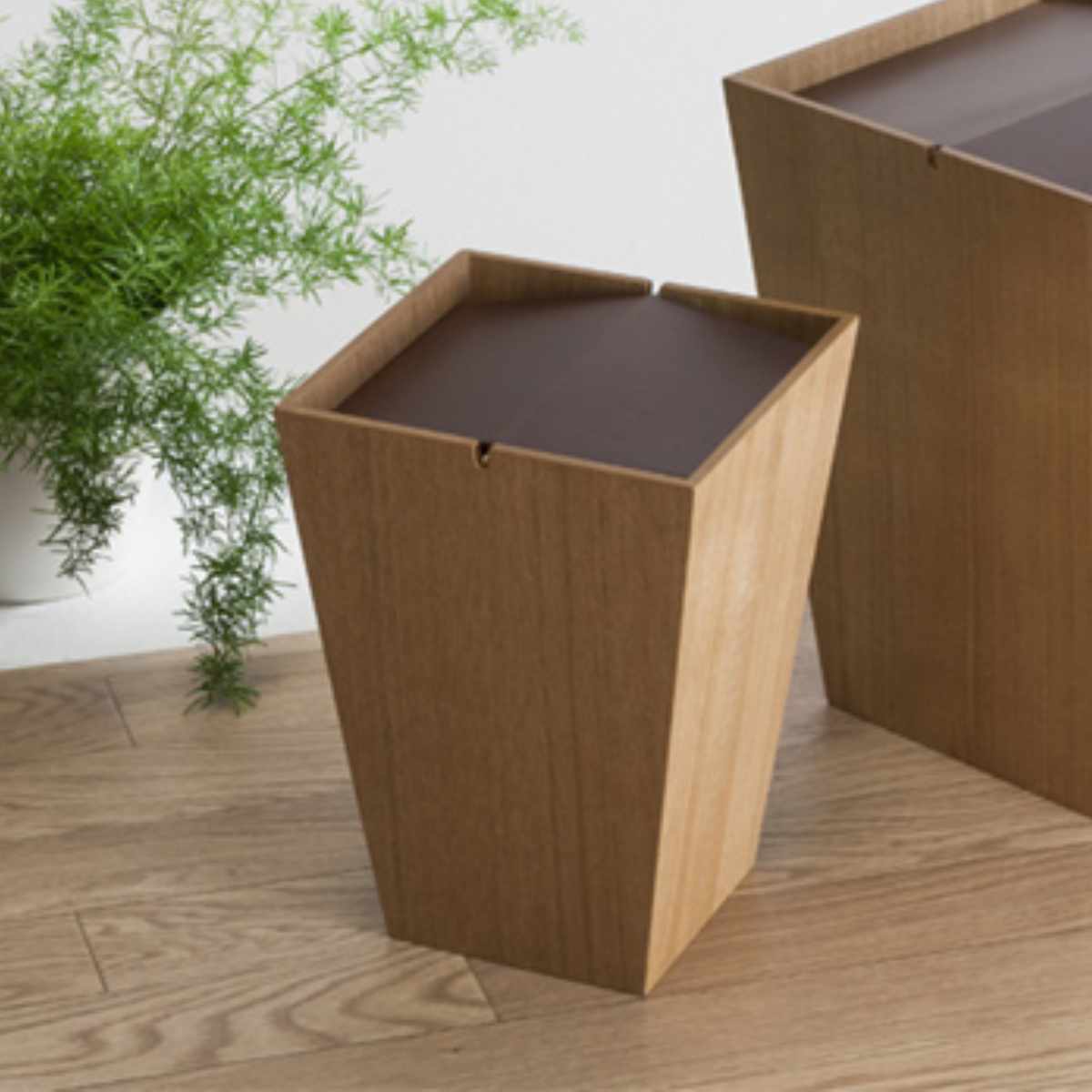 ゴミ箱 6L フラップ付き 木製 ルーフＳ ナチュラル （ 6リットル ふた付き フラップ式 コンパクト リビング 木目 天然木 ）