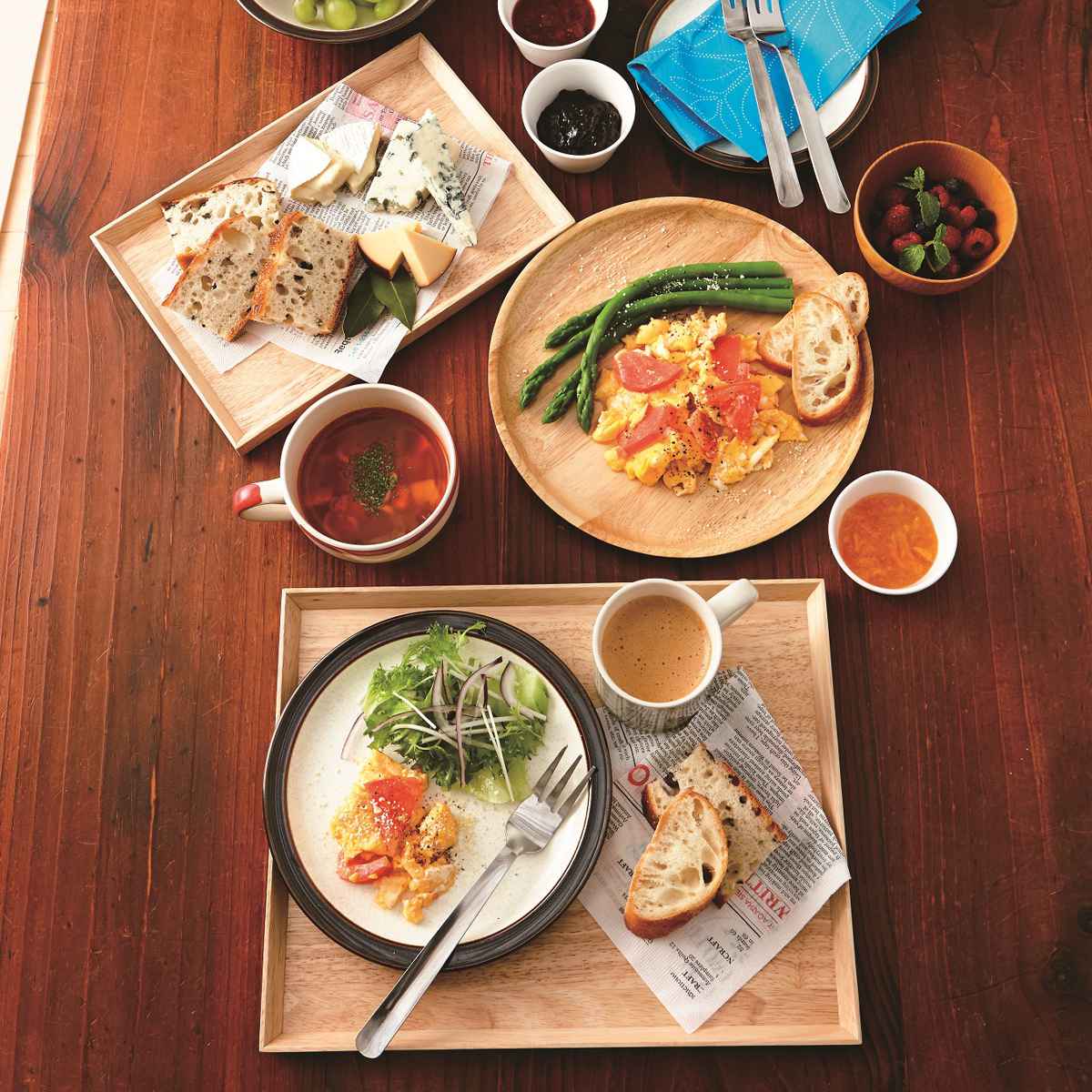 トレー 26×18cm warms 木製 ラバーウッド （ トレイ カフェトレー お盆