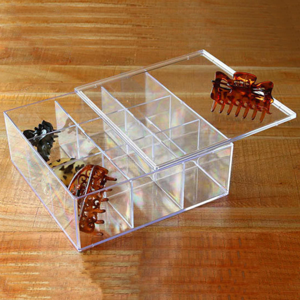 クリアケース ふた付き 9分割 透明 プラスチック 収納 デスコシリーズ
