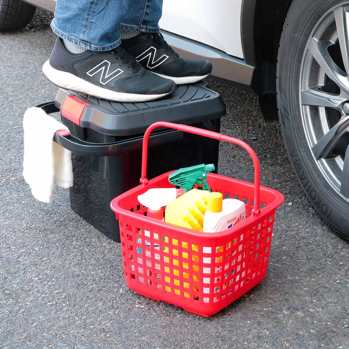 イノマタ化学 バケツ 17L かしこいバケツ （ 四角 ふた付き カゴ付き