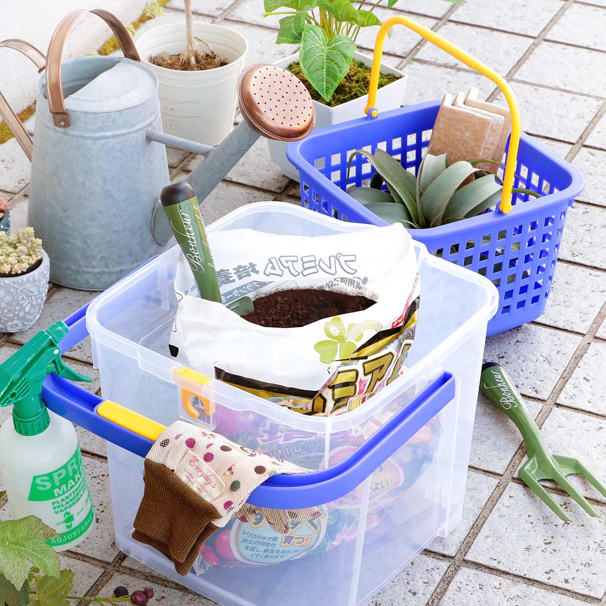 イノマタ化学 バケツ 17L かしこいバケツ （ 四角 ふた付き カゴ付き