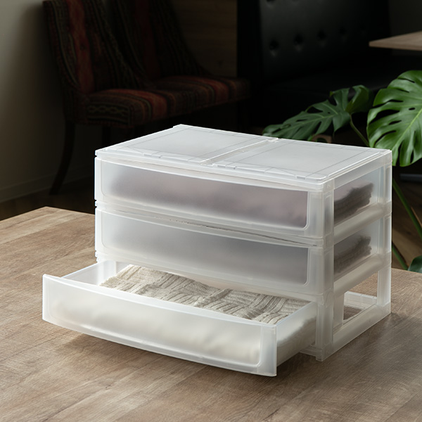 収納ケース 引き出し 幅39×奥行26.5×高さ26.5cm ワイド 浅3段 （ 収納