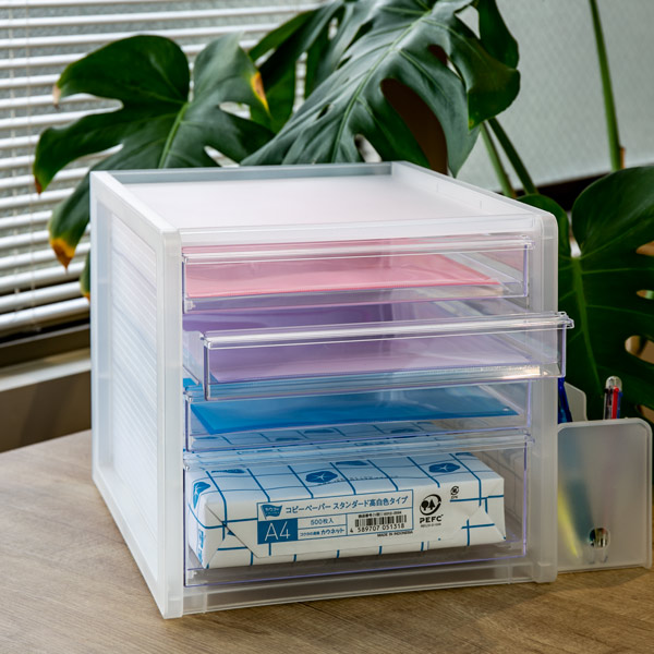 SANKA レターケース A4 浅3深1段 半透明 squ＋ ナチュラ ソーフィス