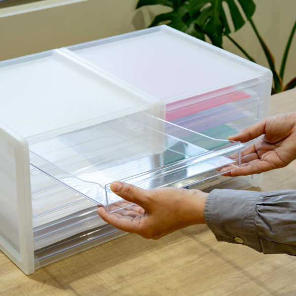 SANKA レターケース A4 浅5段 半透明 squ＋ ナチュラ ソーフィス 3個