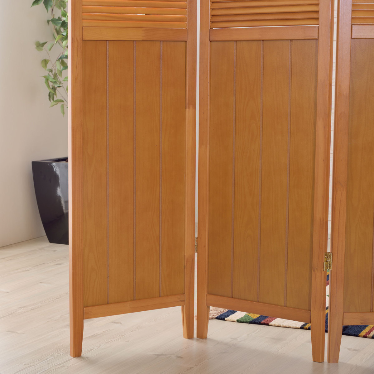 木製　ナチュラル　ルーバー　パーテーション 3連 衝立　間仕切り☆送料無料 東谷 スクリーン パーテーション 3連 衝立 天然木 ナチュラル