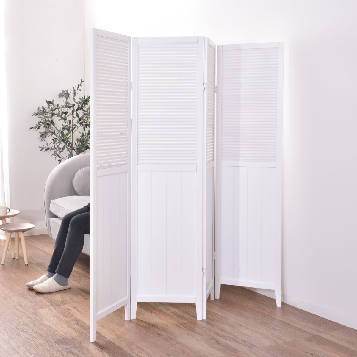 東谷 スクリーン パーテーション 4連 衝立 天然木 ナチュラル