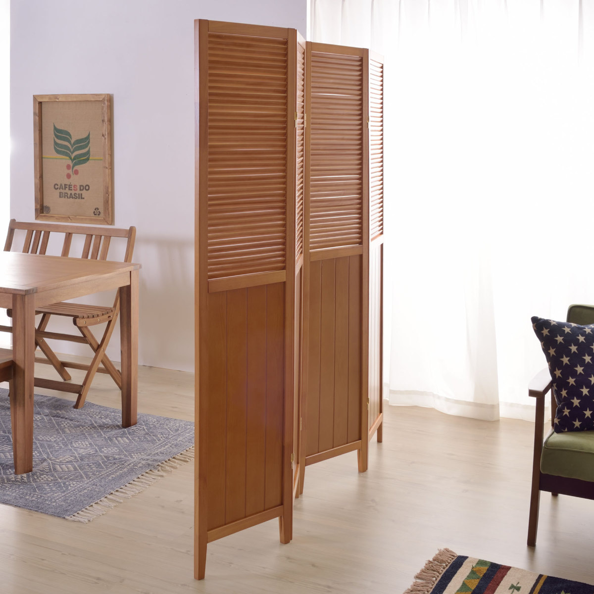 東谷 スクリーン パーテーション 4連 衝立 天然木 ナチュラル