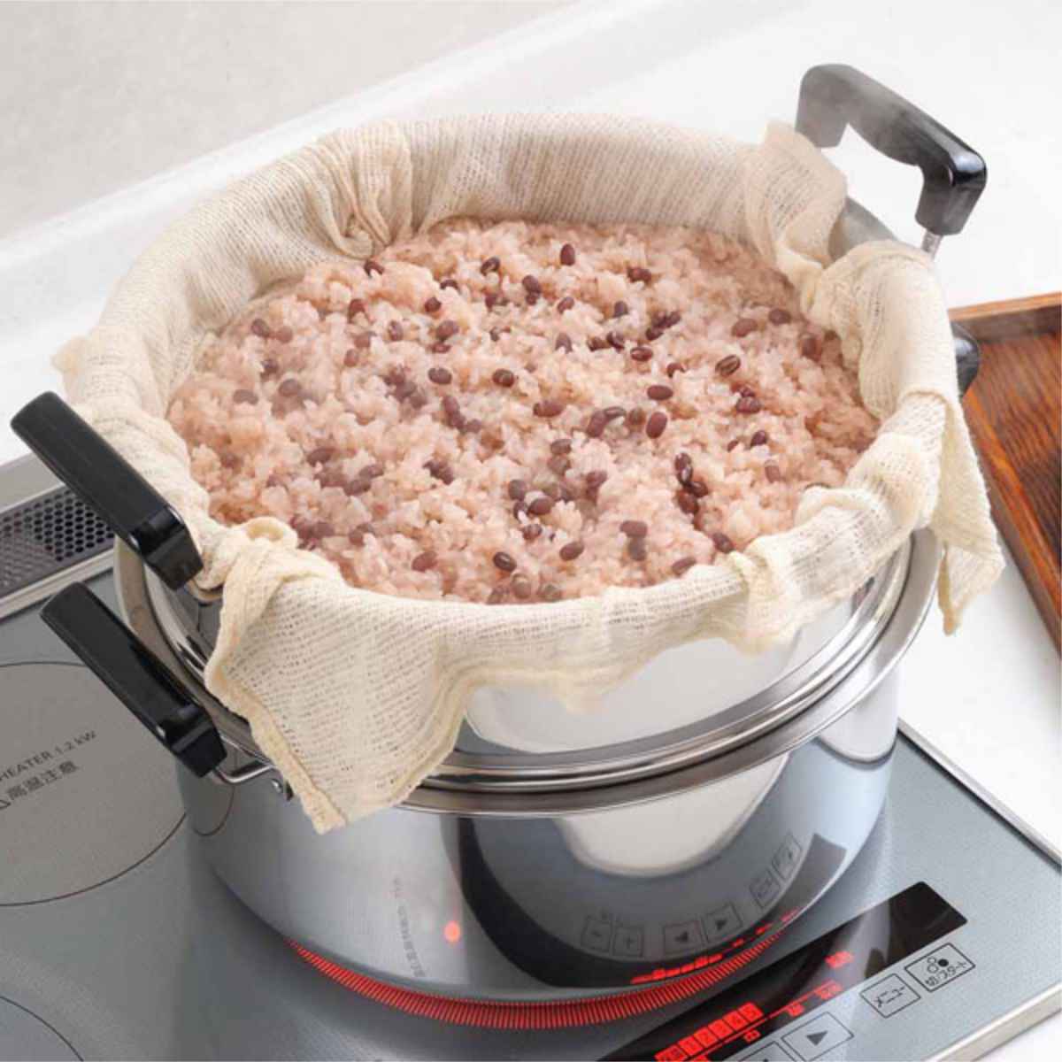 ヨシカワ 両手鍋 28cm IH対応 2段蒸し器付き ステンレス製 日本製