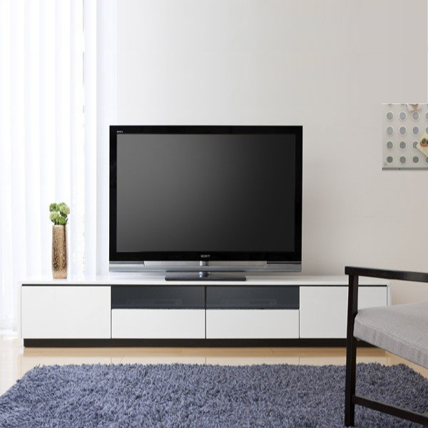 MKマエダ RADUNI-NUOVO テレビボード 幅200cm ブラック MKマエダ家具 テレビ台 ローボード 光沢仕上げ RADUNI-NUOVO ホワイト