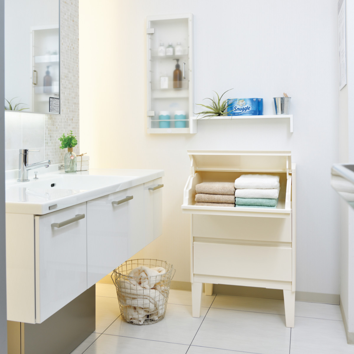 JEJアステージ チェスト 3段 前開き 引き出し 白 タンス 日本製 （ 幅