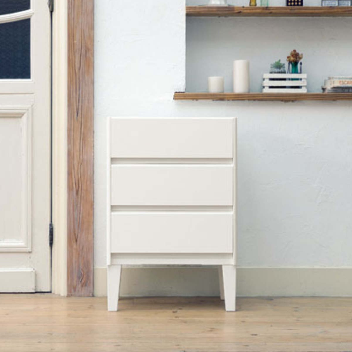 JEJアステージ チェスト 3段 前開き 引き出し 白 タンス 日本製 （ 幅