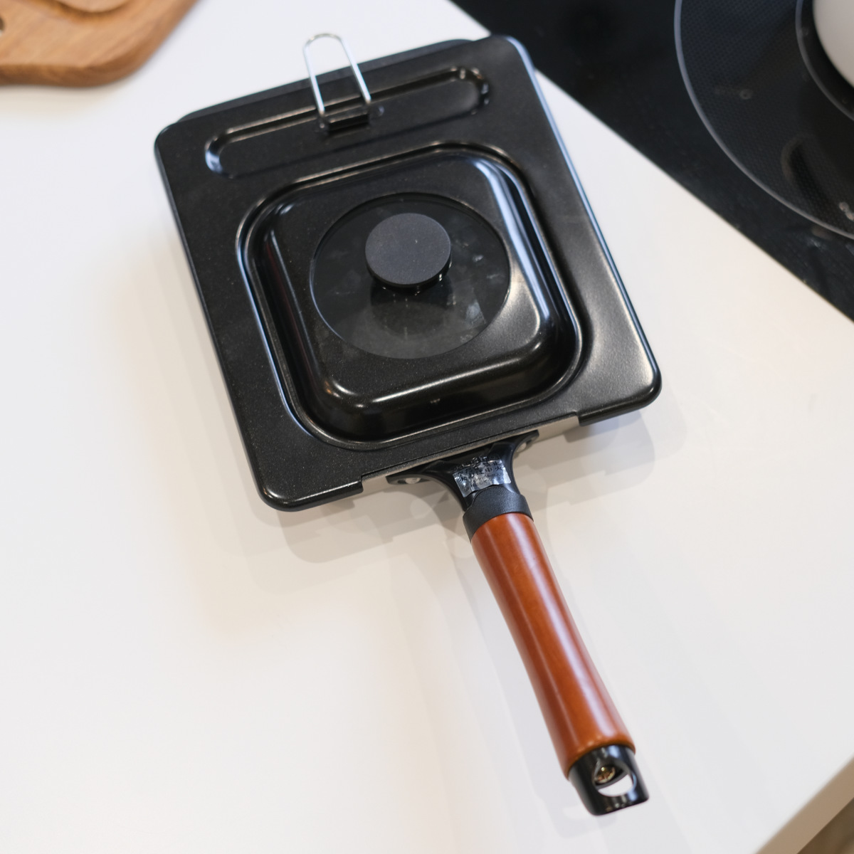 卵焼き器用蓋 15×18cm ガラス窓付き 玉子焼きカバー コンパクト