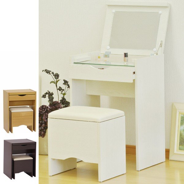 コンパクトドレッサー 鏡台 化粧台 デスク スーツル ナチュラル