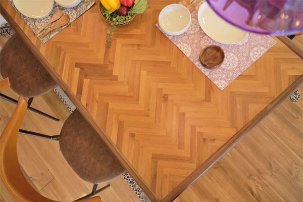 東谷 ダイニングテーブル 食卓 天然木 ヘリンボーン 幅150cm