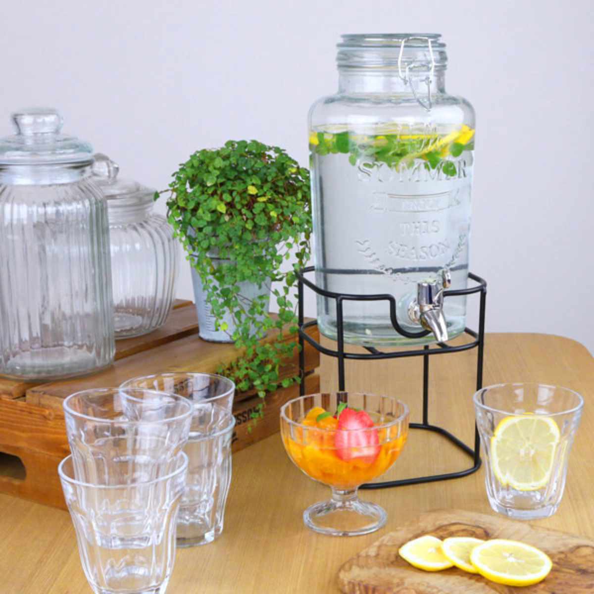 ドリンクサーバー3L スタンド付 ガラス 蛇口付き 2個セット （ 梅酒