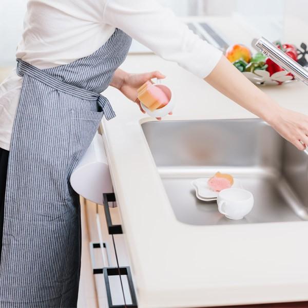 新発見 もたれるだけで洗い物が楽ちん！ シンクに付けて、楽ラク
