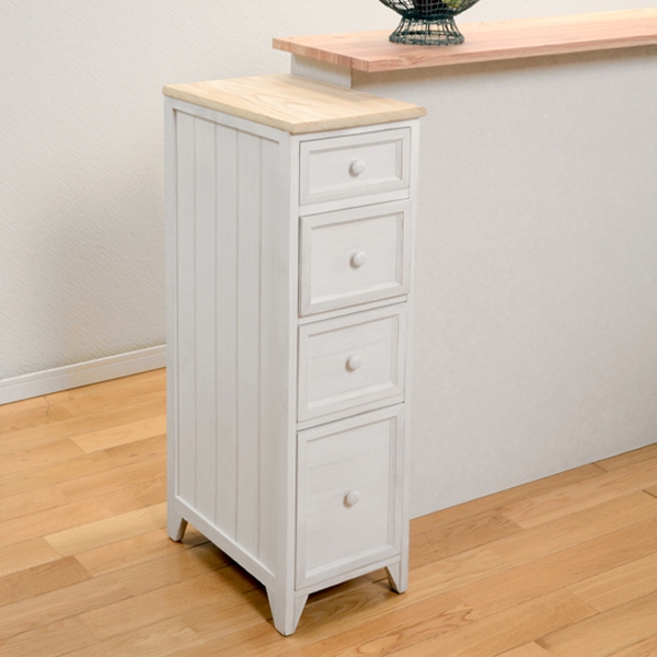 HAGiHARA（萩原） スリムチェスト 4段 桐チェスト カントリー調