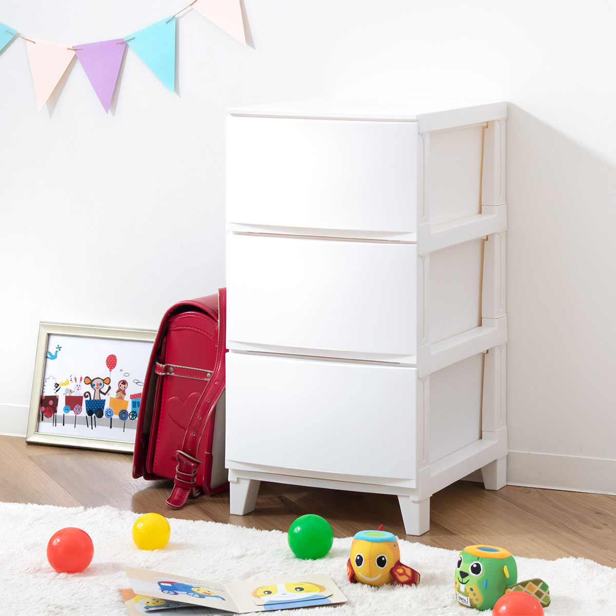 値下げ　3フルチェストジップ　日本製 チェスト 3段 幅34×奥行42×高さ68cm ルームスシェード （ 収納