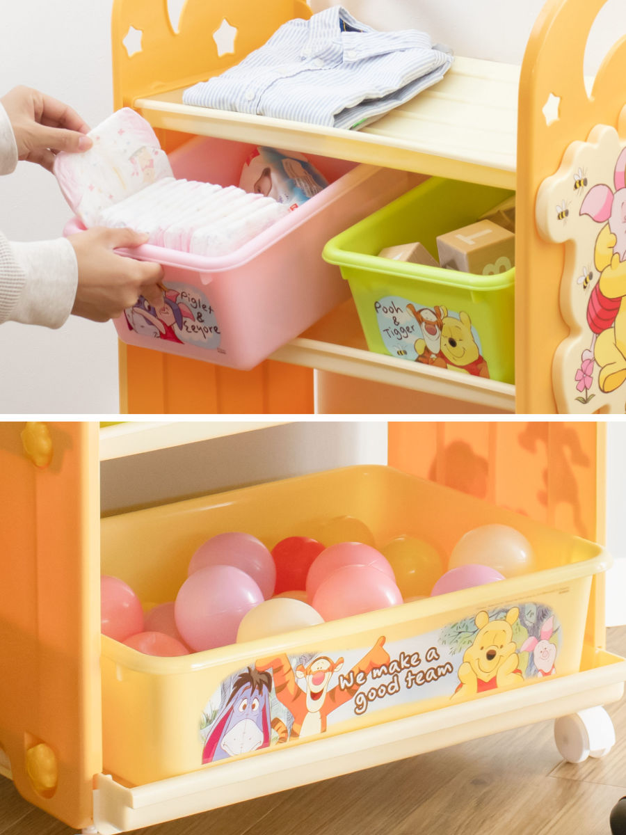 錦化成 おもちゃ 収納ラック 3段 くまのプーさん トイステーション