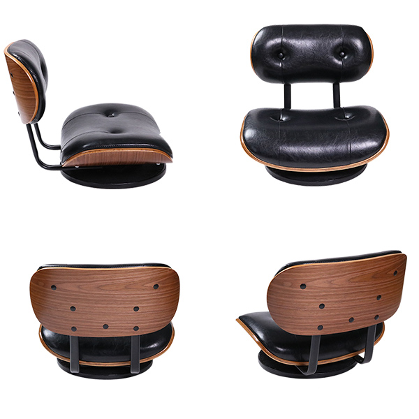 座椅子 回転式 幅51cm ローラウンドチェア レザー調 （ フロアチェア