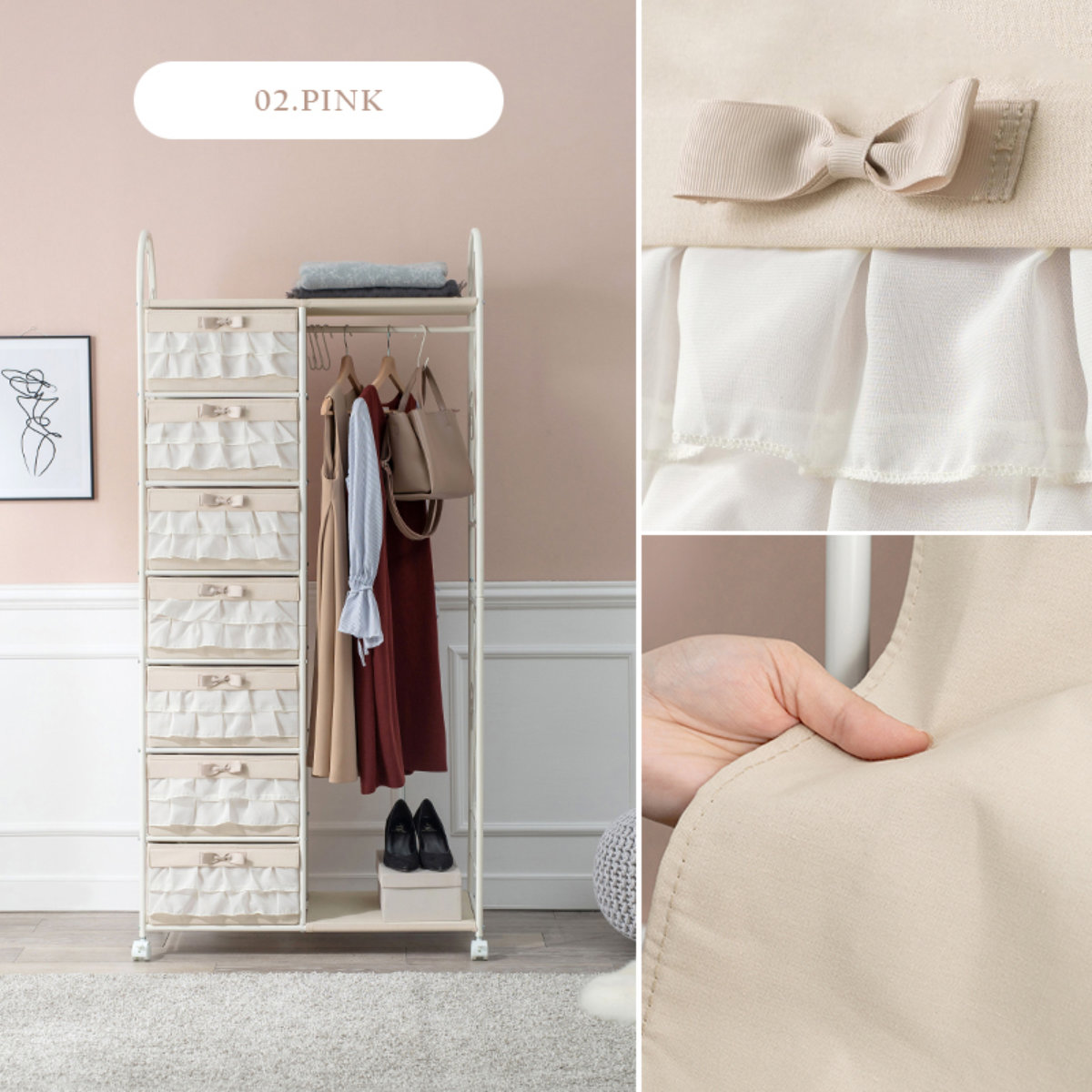 HAGiHARA（萩原） ハンガーラック ロートアイアン 姫系 収納ボックス付