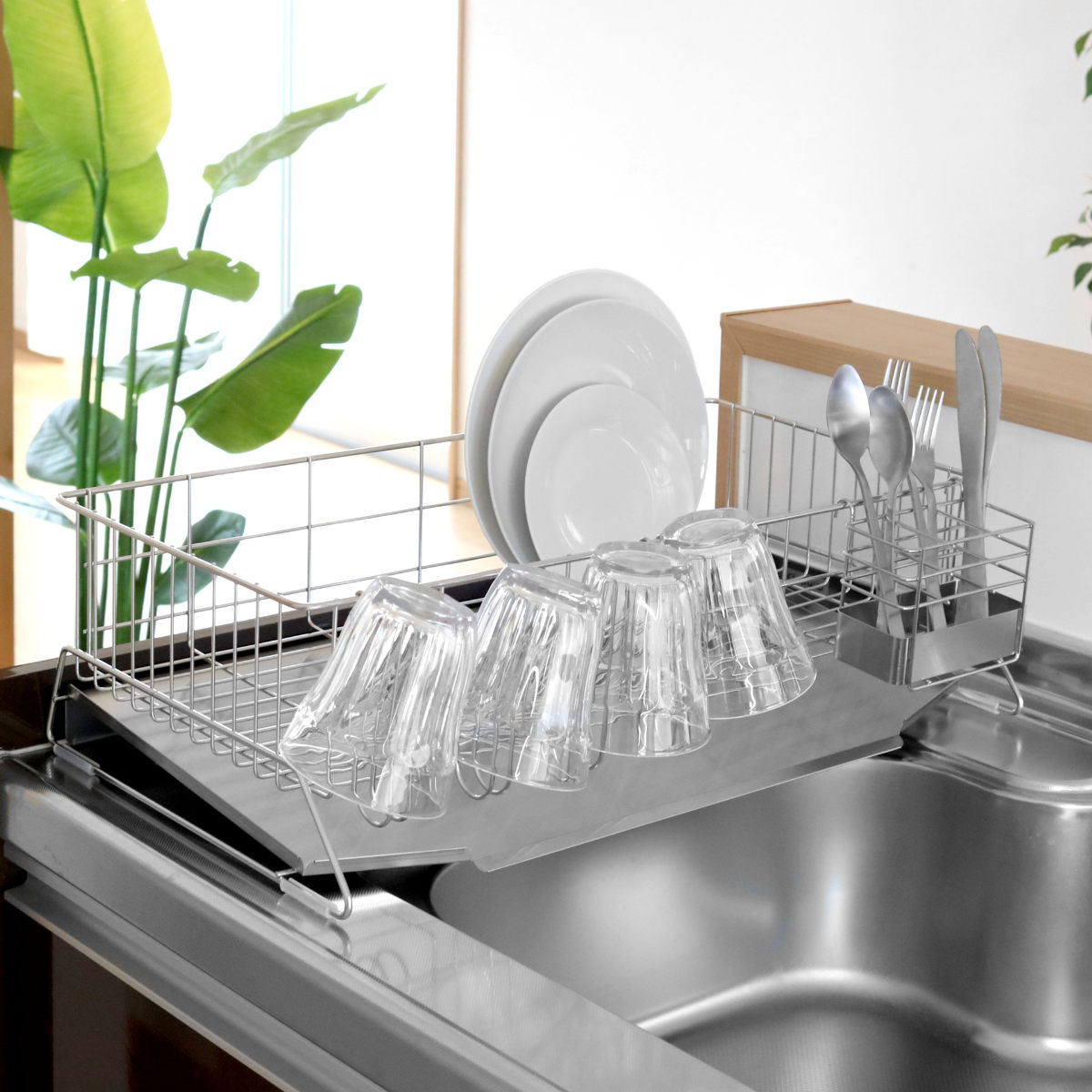 下村企販 水切りラック 幅30cm シンクサイド スペース水切り ワイド