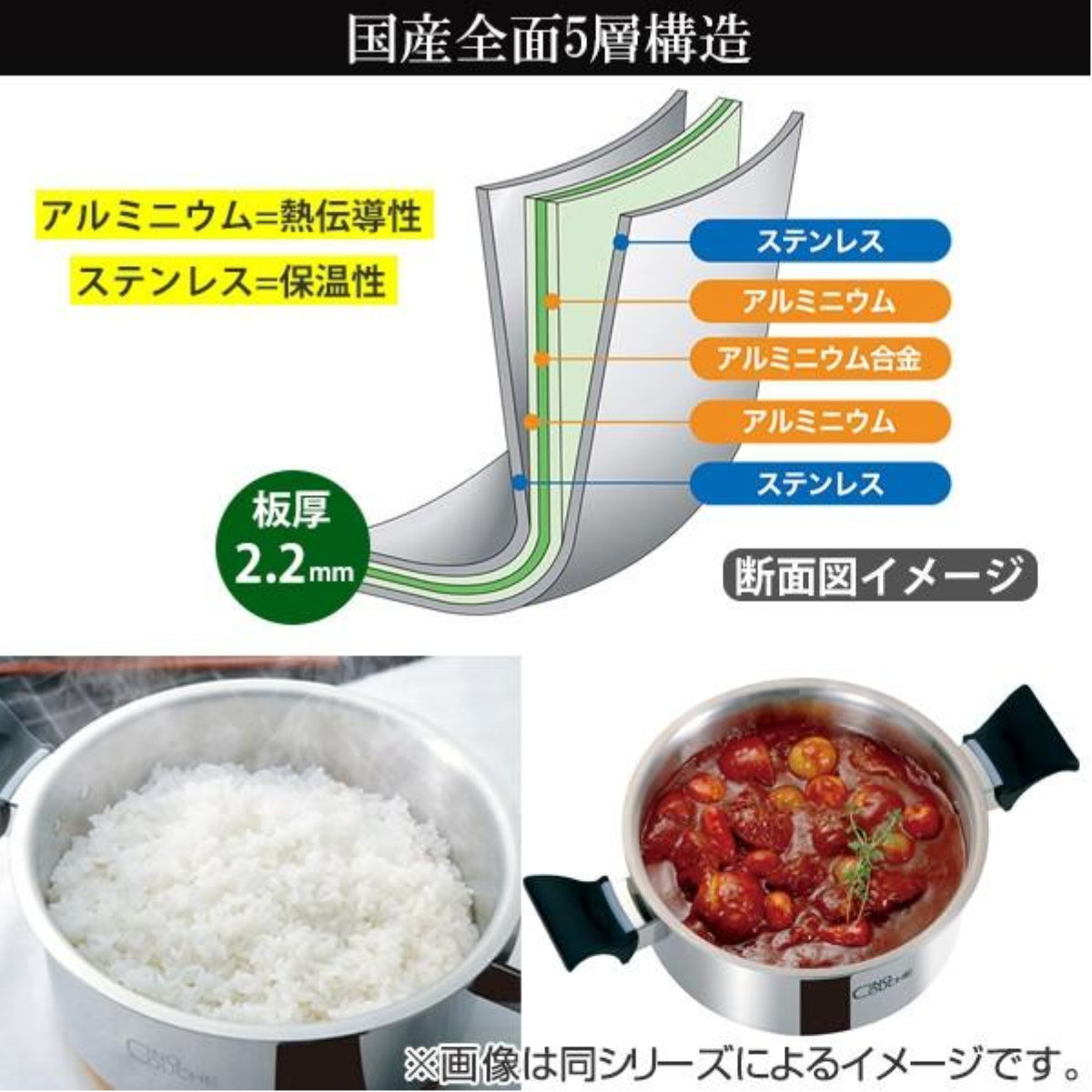 両手鍋 20cm サンク・クーシュ UMIC ユミック IH対応 シチューポット （ ガス火対応 浅型両手鍋 調理器具 ）の画像