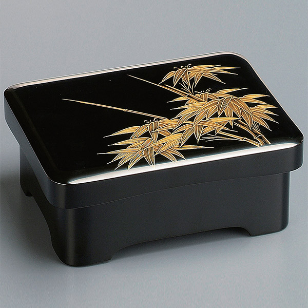重箱 木製 足付 丼重 黒内朱沈金竹 食器 越...の詳細画像1