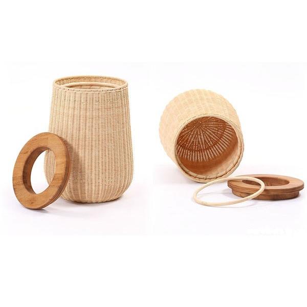 籐 バスケット 木製フタ Breeze 高さ45cm （ ゴミ箱 ゴミ入れ ラタン