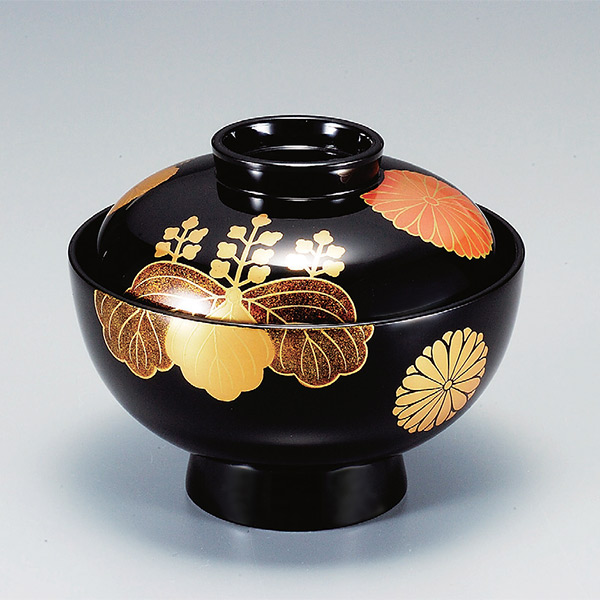 吸い物椀 お椀 木製 黒漆塗 高台寺見返し菊 吸い物 椀 漆塗 磨蒔絵 本