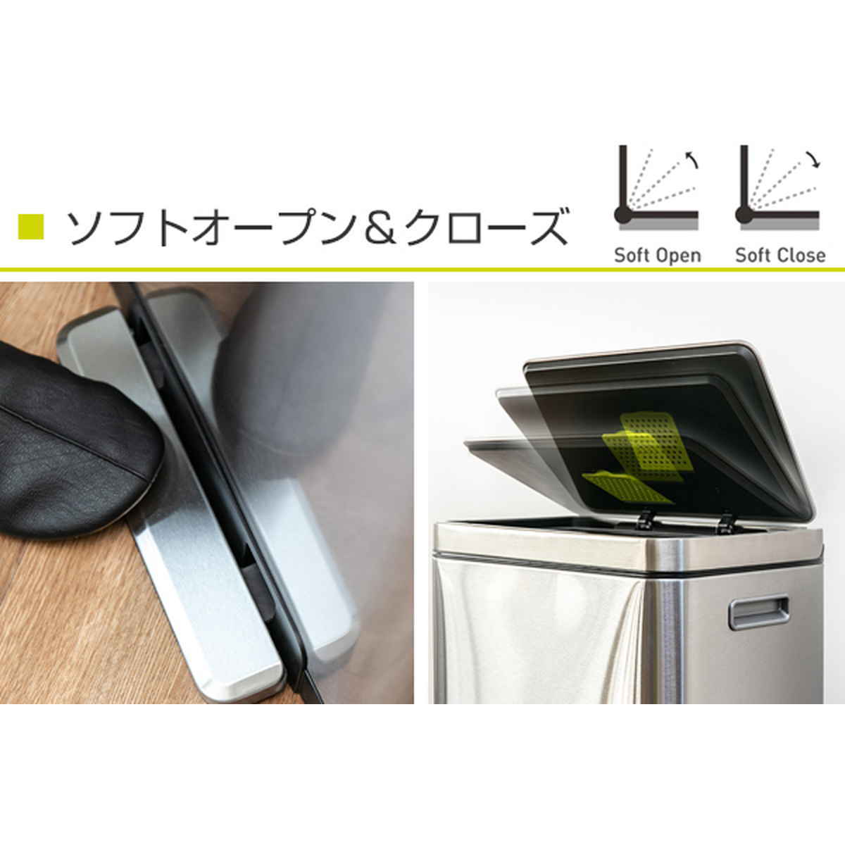EKO ゴミ箱 45L Xキューブステップビン ペダル （ イーケーオー ごみ箱 45リットル 幅33 ペダル式 ふた付き 分別 角型 ステンレス ）_7