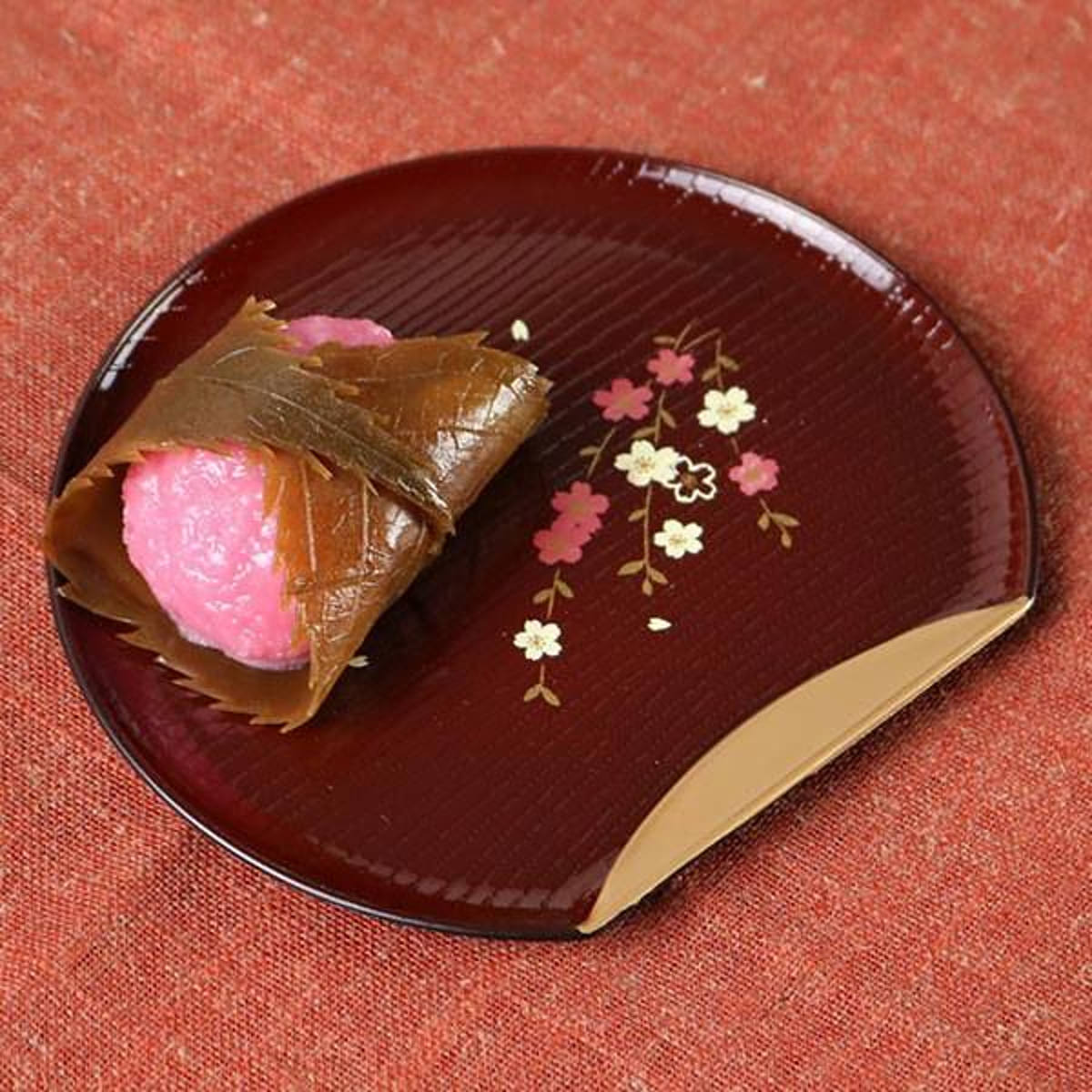 銘々皿 半月皿 溜渕金 花さくら 漆器 和菓子 皿 食器 日本製 同色5枚