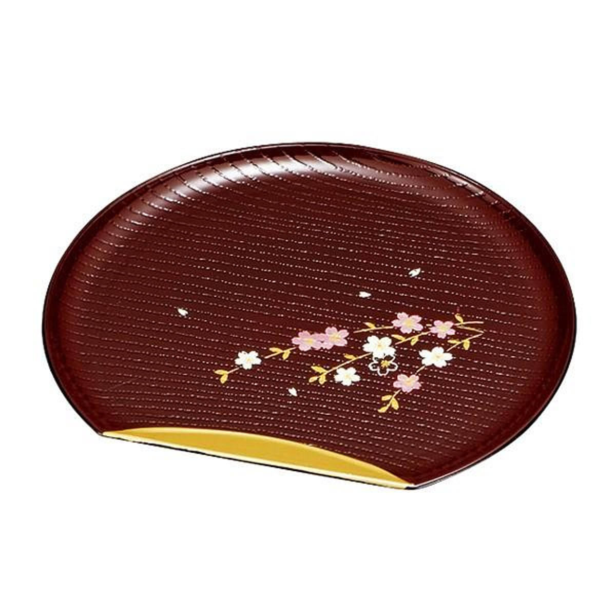 銘々皿 半月皿 溜渕金 花さくら 漆器 和菓子 皿 食器 日本製 同色5枚